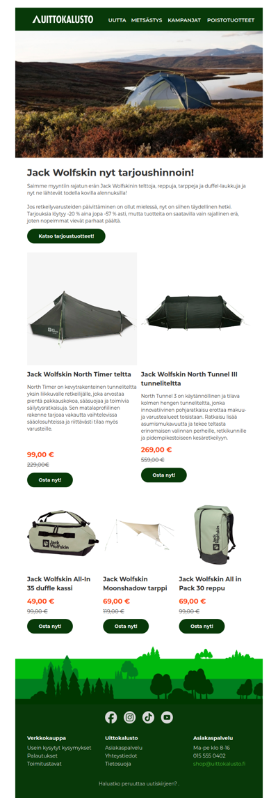 Jack Wolfskin nyt tarjoushinnoin!
