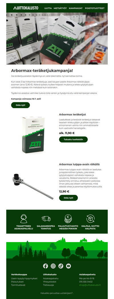 Vielä ehdit hyödyntää Arbormax-teräketjukampanjan!