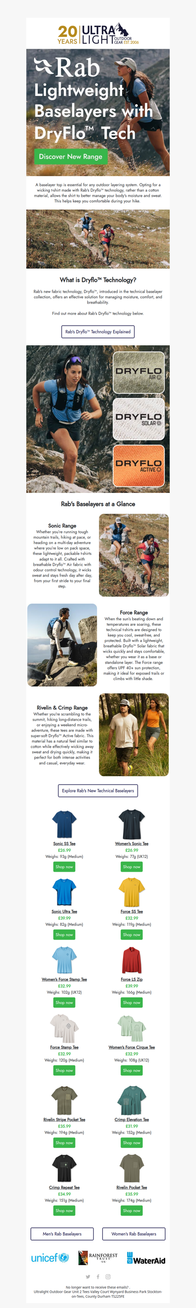 Rab Lightweight Baselayers🌄 with Dryflo™ Technology💧
