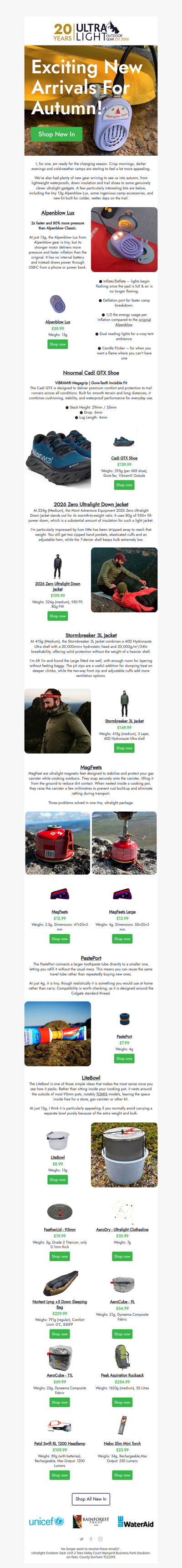 🍂 Autumn Arrivals: Exciting New Ultralight Gear!