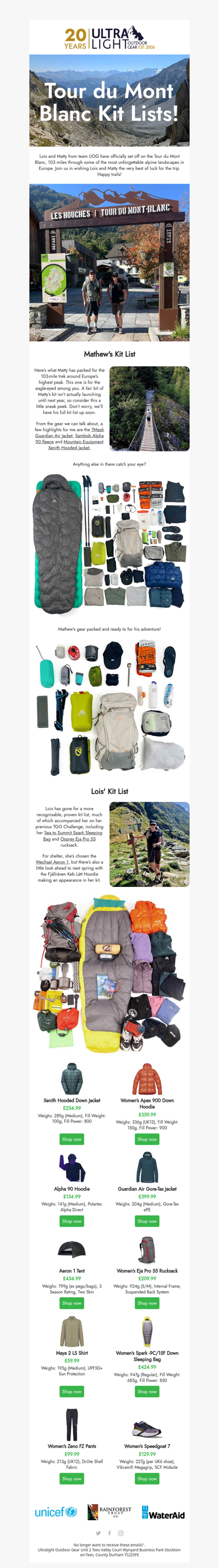 Team UOG Kit Lists for the Tour de Mont Blanc! 🏞️