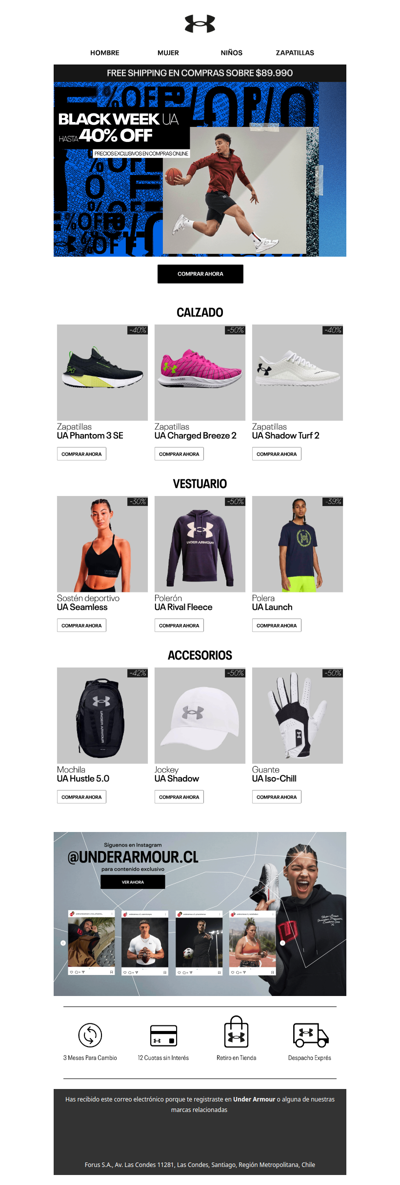 Hasta 40%OFF BLACK WEEK UA!