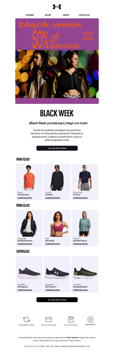 Comenzó Black Week UA - Hasta 50% OFF