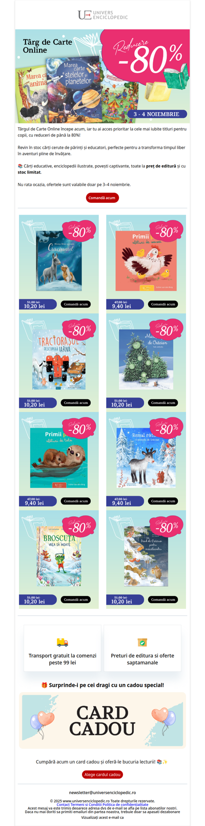 Reduceri de până la 80% + retipăriri în stoc
