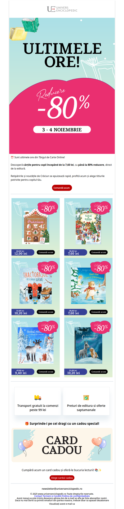 Ultimele ore  cu 80% Reducere din Târgul de Carte Online ⏰