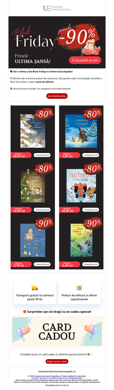 Ultima zi de Black Friday 📚 prețuri de editură