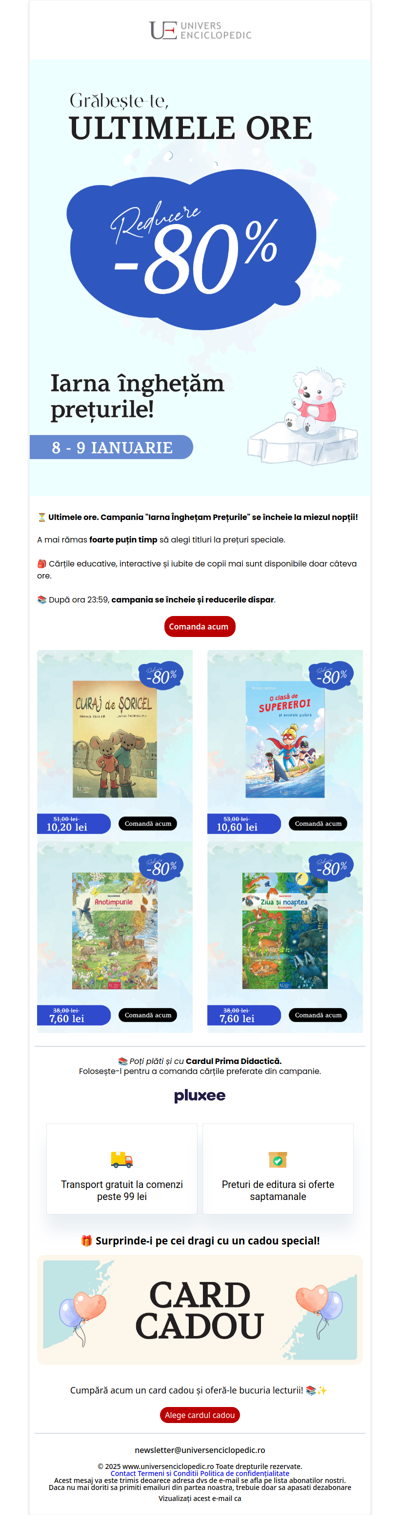 Ultimele ore cu 80% Reducere