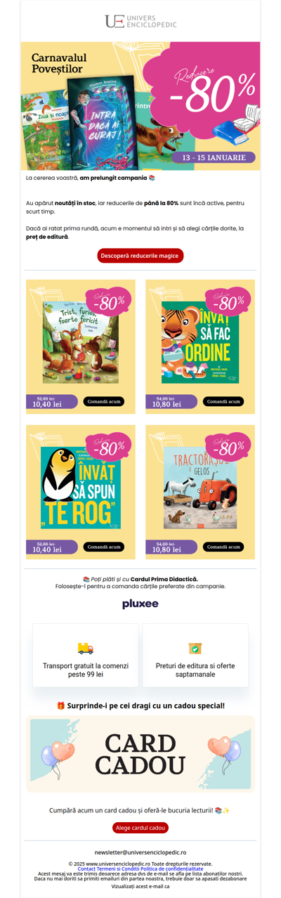 Am prelungit campania cu până la 80% reducere
