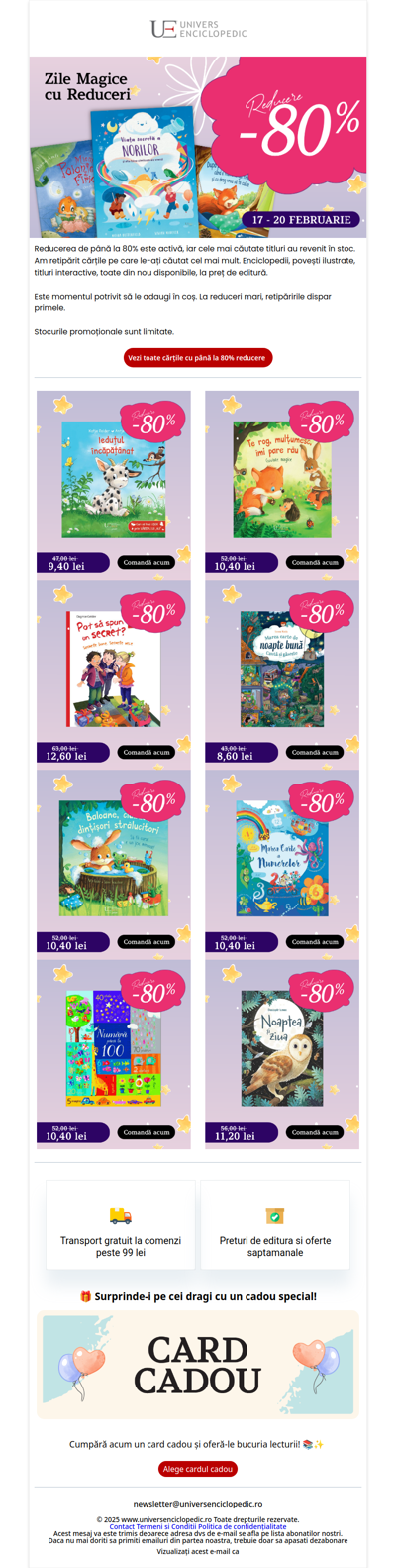 Reduceri de până la 80% + retipăriri în stoc