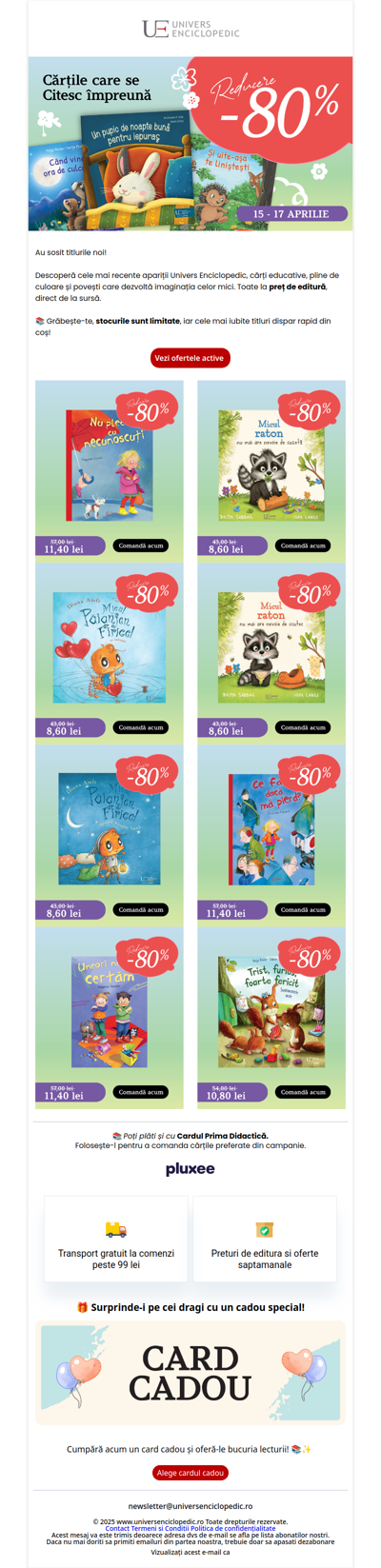 Cărți noi cu 80% Reducere📚