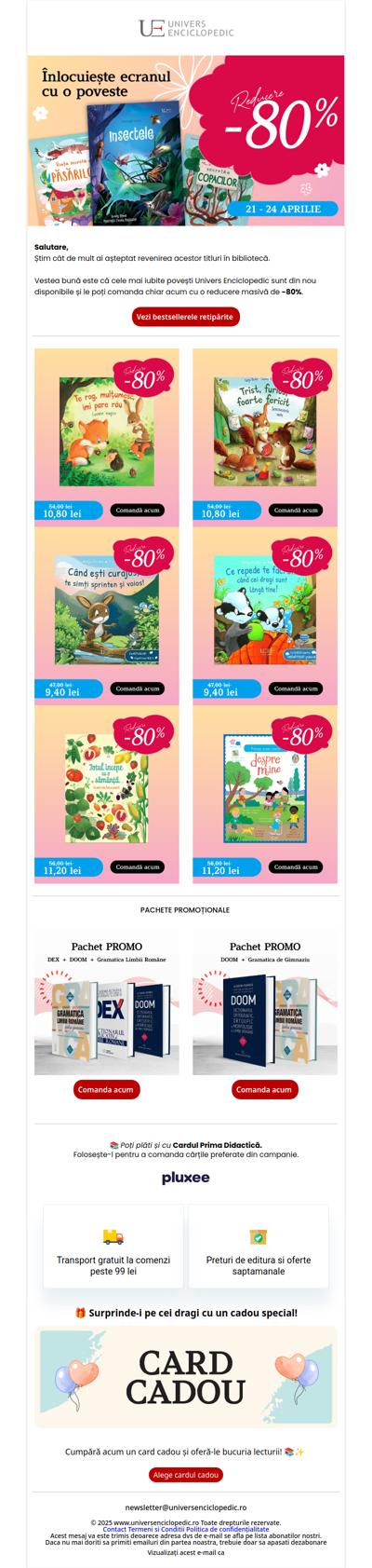Doar azi mai găsești cărțile din campanie cu până la 80% reducere