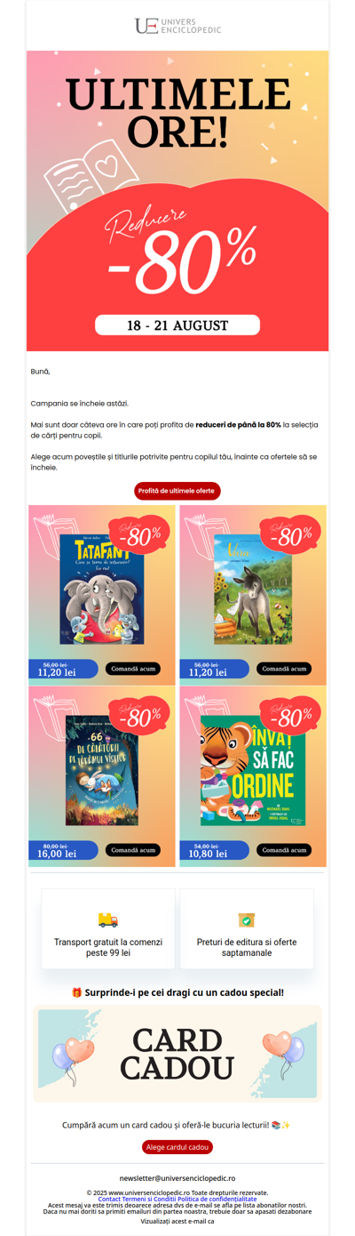 Până la -80% doar pentru câteva ore