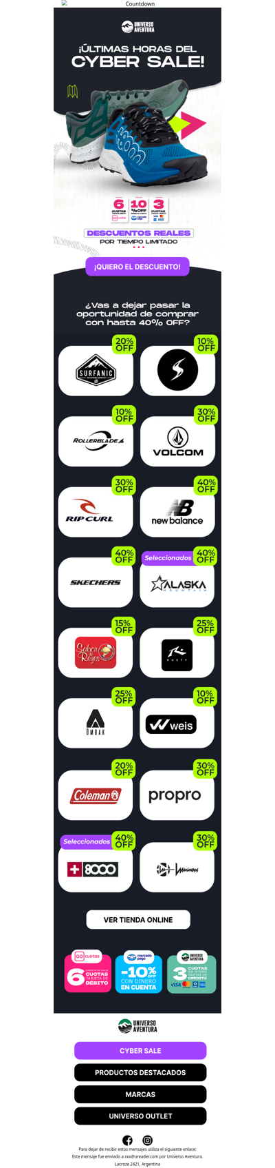 ¡Últimas horas del CYBER SALE de Universo Aventura!