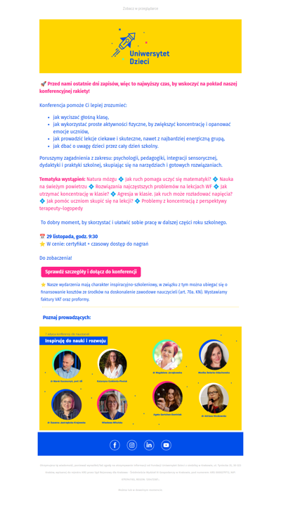 🚀 Ostatnie chwile, by dołączyć do konferencji dla nauczycieli!