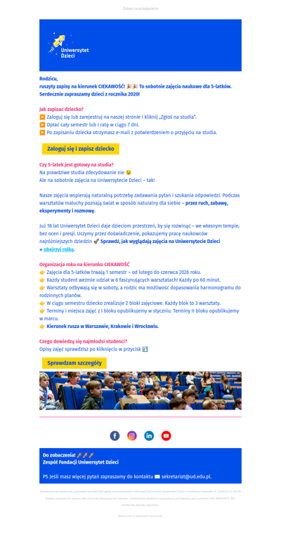 Ruszyły zapisy na zajęcia dla 5-latków | kierunek CIEKAWOŚĆ