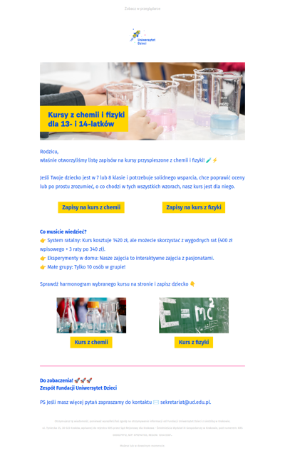 Ruszyły zapisy!💥Fizyka i chemia – kursy przyspieszone online