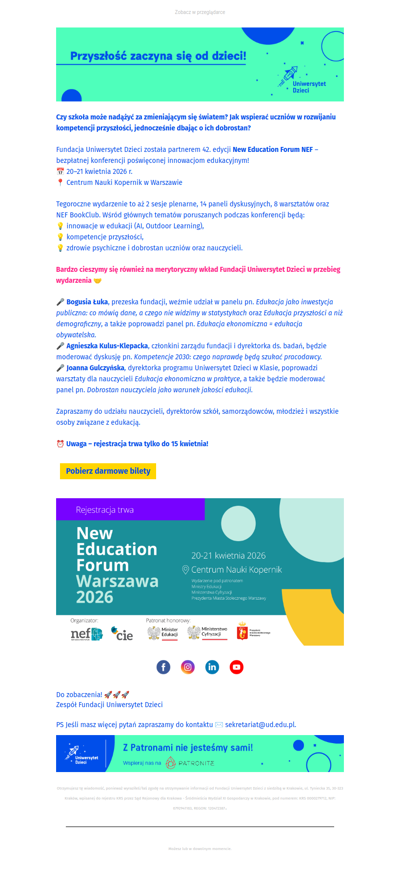Zapisy na bezpłatną konferencję tylko do jutra 🧑‍🎓👩‍🎓 New Education Forum 2026