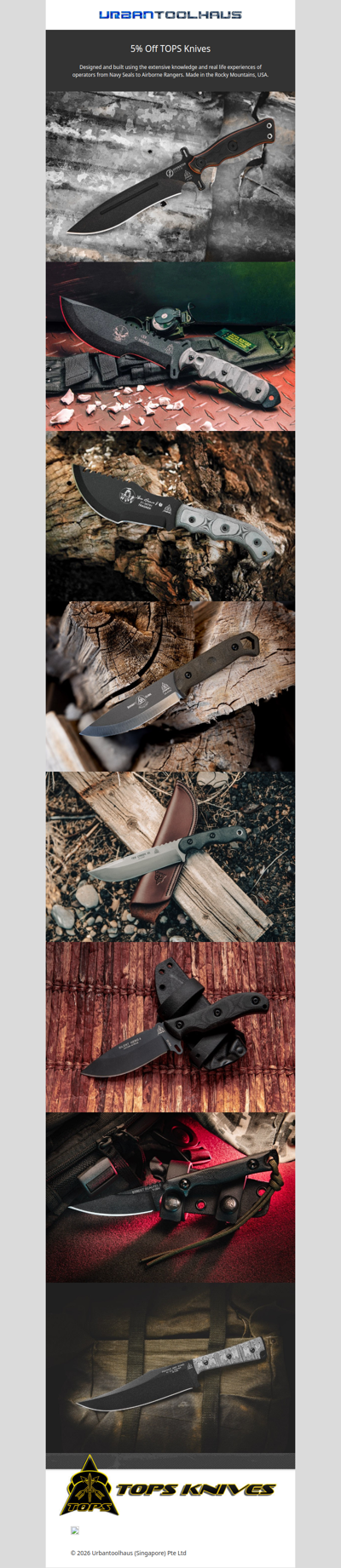 5% Off TOPS Knives - Made in the Rocky Mountains, USA