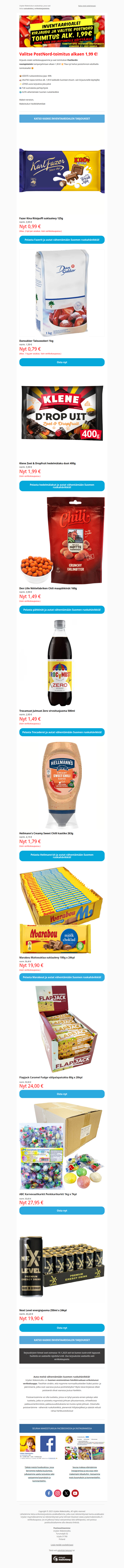 🍫 Pelasta Fazer-suklaalevyt 0,99 € 🔥 PostNord-toimitus nyt -50%