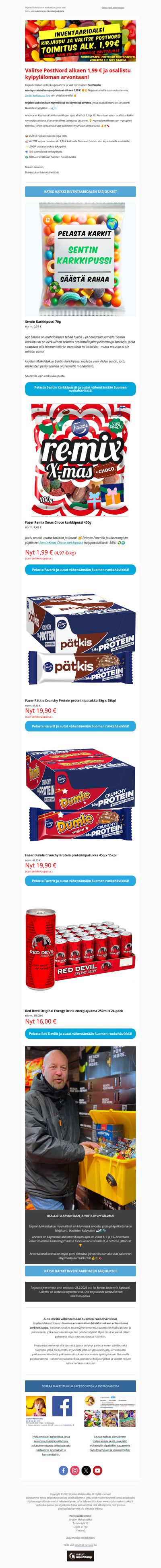 🚚 PostNord-toimitus 1,99€ 😍 Karkkipussi vain 0,01€