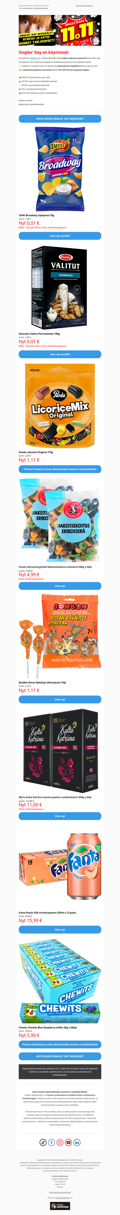 Singles' Day viikko on käynnissä 🚀 Ale jopa -90%