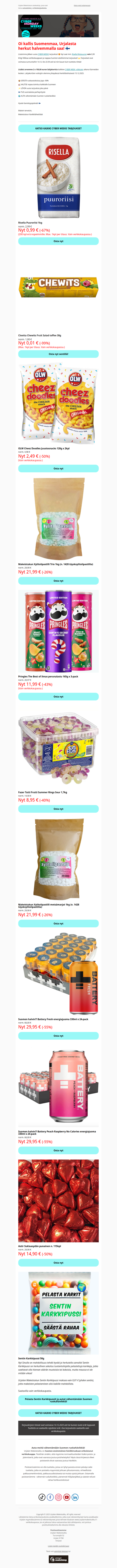 💚 Puuroriisi -67% 🇫🇮 Erä ksylitolipastilleja 21,99 €/kg