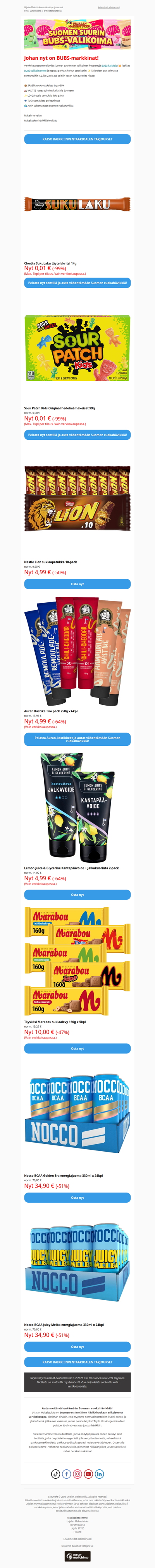 💚 Suomen suurin BUBS-valikoima 😍 NOCCO -51%