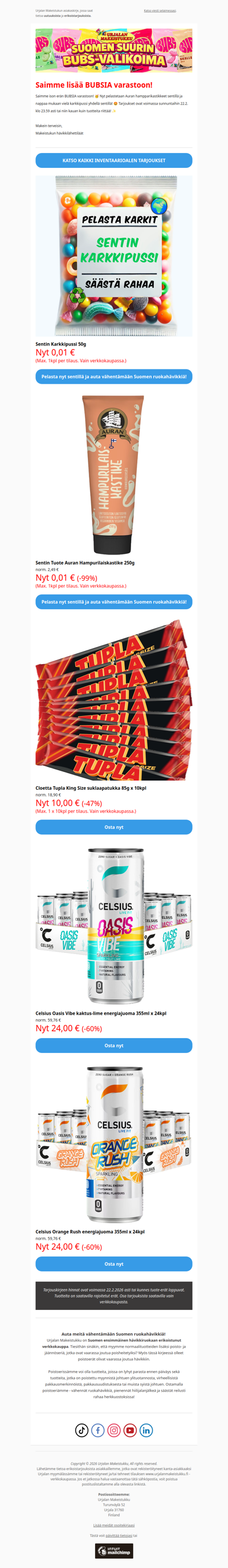 ‼️ 24 x Celsius-tölkkiä 24,00€ 🥳 Lisää BUBSIA!