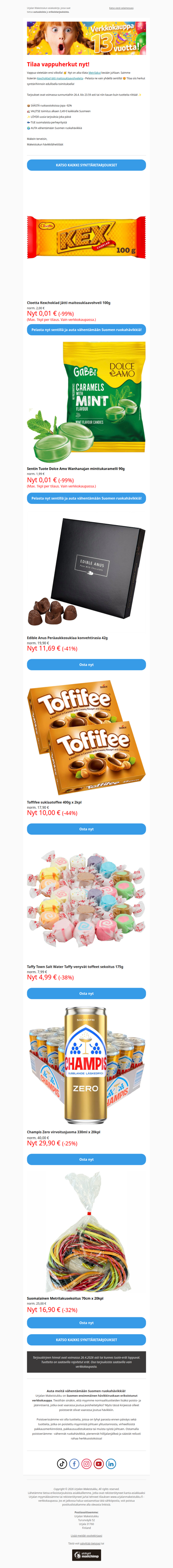 🍫 Anus-suklaat saapuivat 🔥 Tilaa Metrilakut nyt