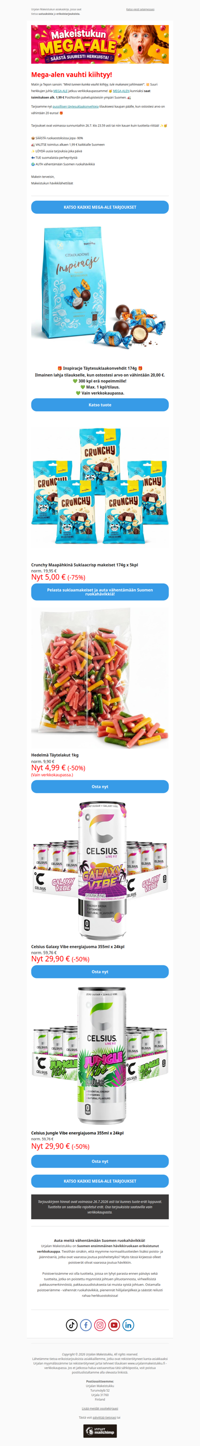 Ilmainen suklaalahja tilaukselle! 🎁