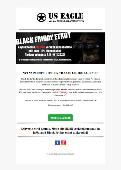 BLACK FRIDAY ETKOT 7.11-9.11! HYÖDYNNÄ ETUSI!