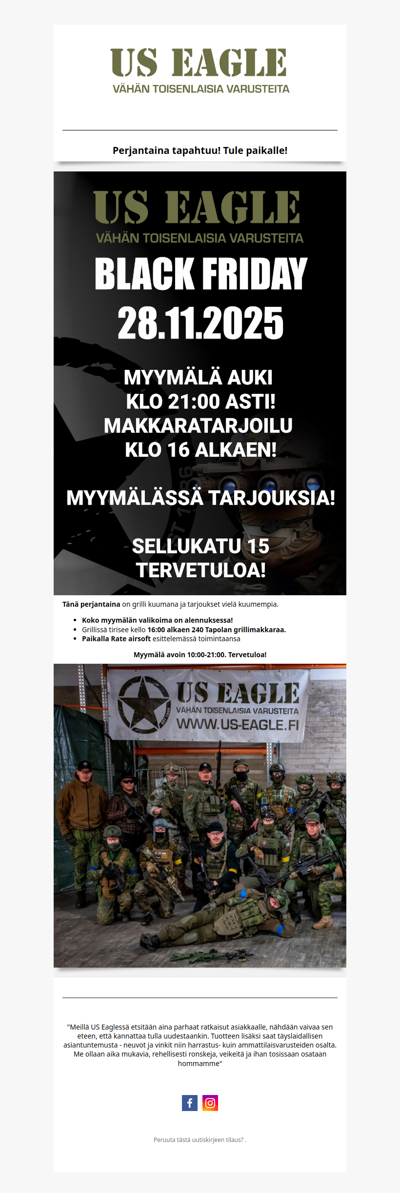 Perjantaina myymälässämme Black Friday tapahtuma!