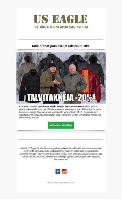 Panokset kovenee! Ja takit halpenee.