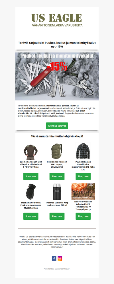 Puukot ja motitoimityökalut pukinkonttiin alennetulla hinnalla!