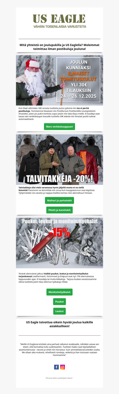 Mitä yhteistä on joulupukilla ja US Eaglella?😁