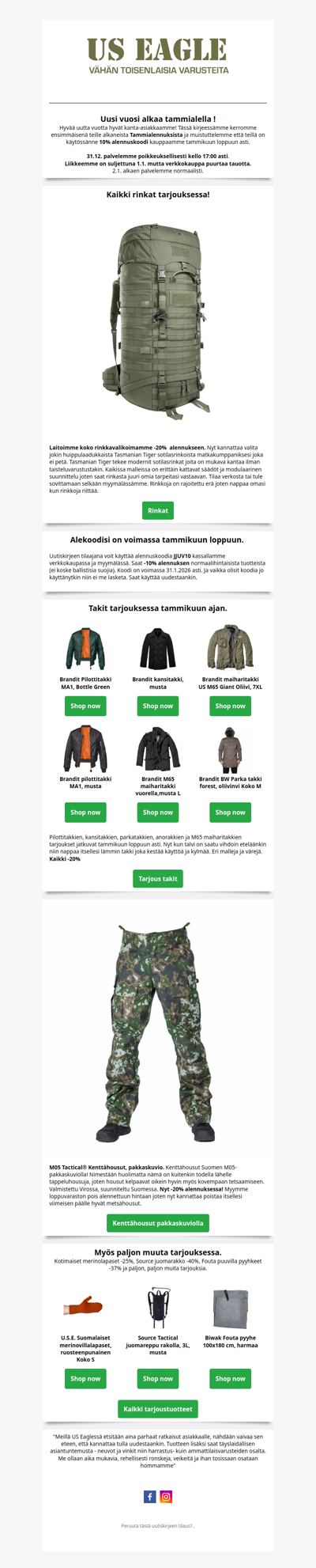 Tammiale Eaglessa on alkanut! Muista myös alekoodisi!