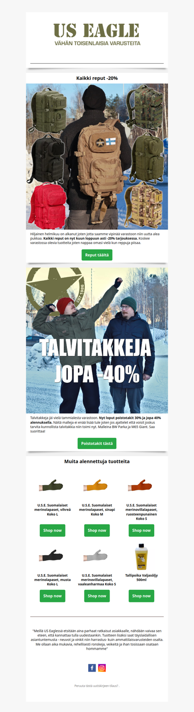 Kaikki reput alennuksessa! Nappaa selkään!