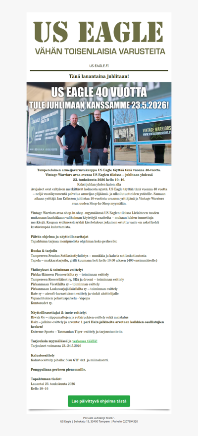 Ethän ole unohtanut lauantaita?!
