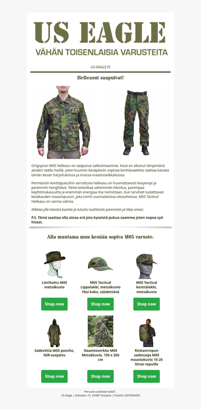M05 Helleasut ovat saapuneet Eagleen!