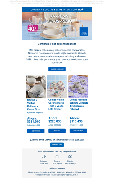 Hasta 40% OFF en combos de vajilla 💙