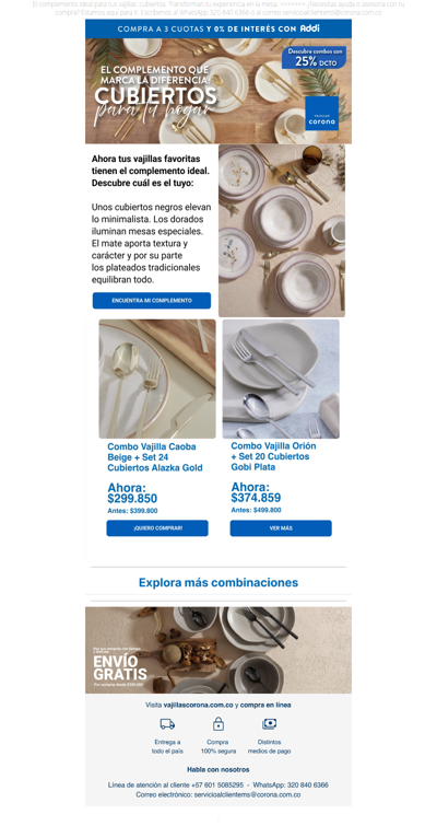 💙 Nueva Categoría: 🍽️ Combos Cubiertos + Vajillas con 25% DCTO