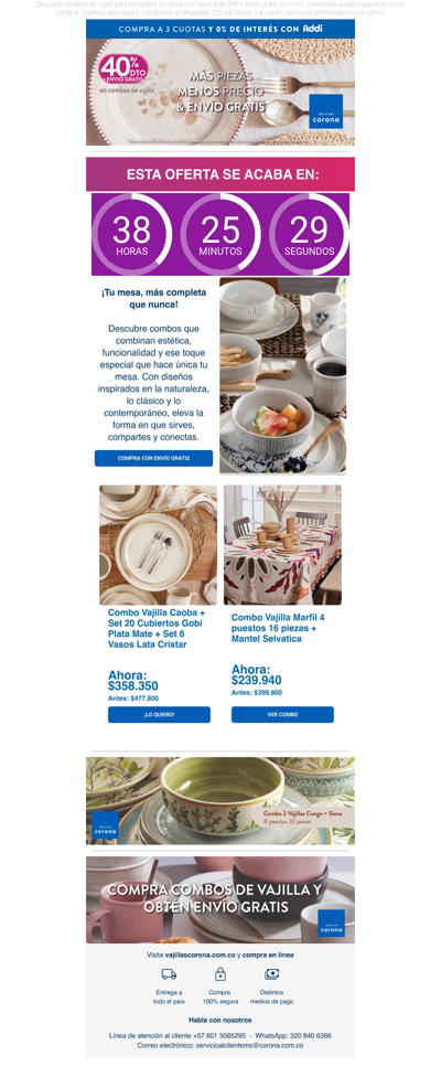 🚨 Hasta 40% OFF + envío gratis en combos para tu mesa 🤩