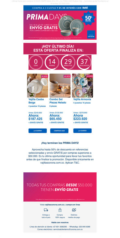 🚨 Último día de PRIMA DAYS: ofertas + envío GRATIS desde $50.000