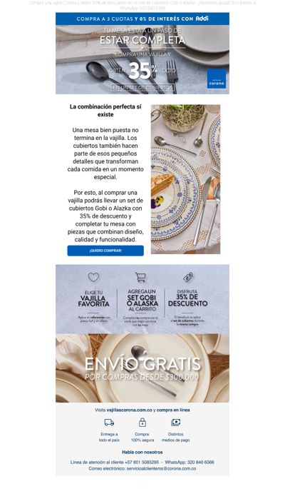 Completa tu mesa: 35% OFF en sets de cubiertos al comprar una vajilla 💙