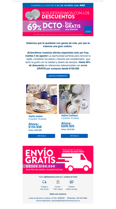⚡ Nos extendimos ¡Últimas horas de ofertas! Hasta 69% DCTO + Envío Gratis desde $100.000 🚚