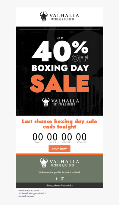 Last chance boxing day sale is ending today