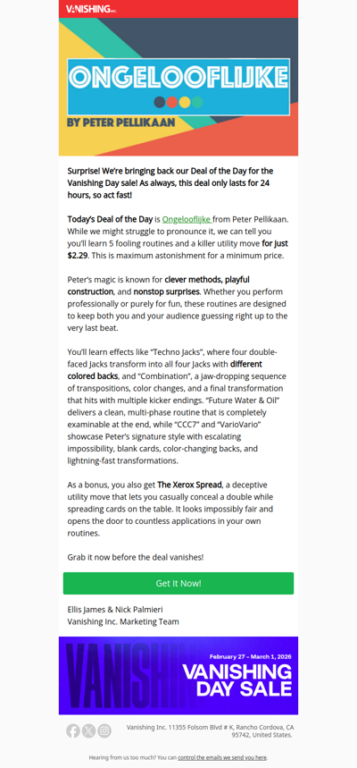 A Vanishing Deal of The Day!