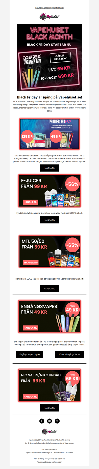 Black Friday: Årets största REA är igång! Panther Bar 69 kr | Alla E-juicer upp till 65% rabatt 💥