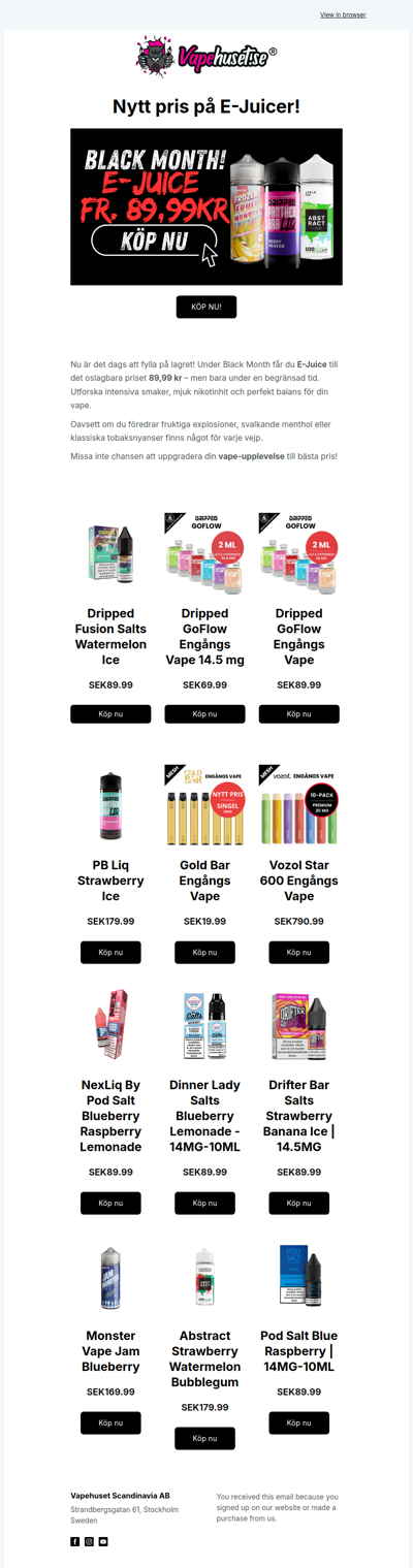 E-JUICE FR.89,99KR!🔥 VAPEHUSET BLACK FRIDAY!