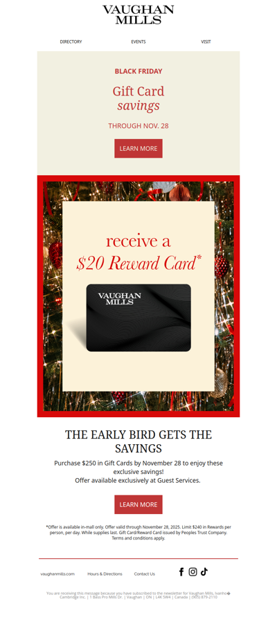 Kick off the Holidays with a $20 Reward Card! 🖤
